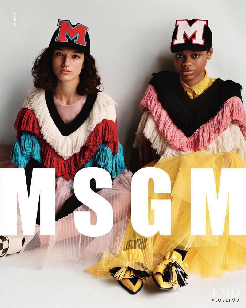 Aaliyah Hydes featured in  the MSGM advertisement for Autumn/Winter 2017