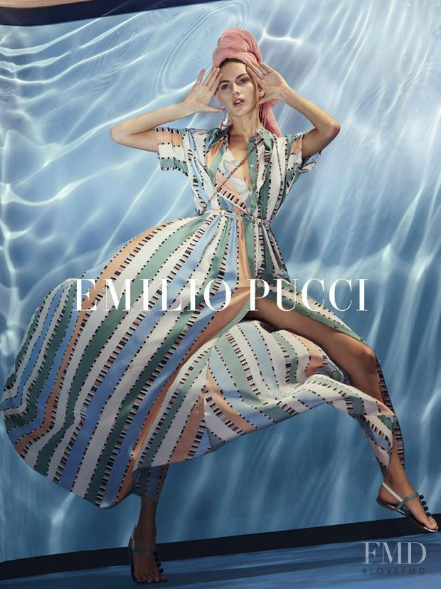 Valery Kaufman featured in  the Pucci advertisement for Spring/Summer 2018