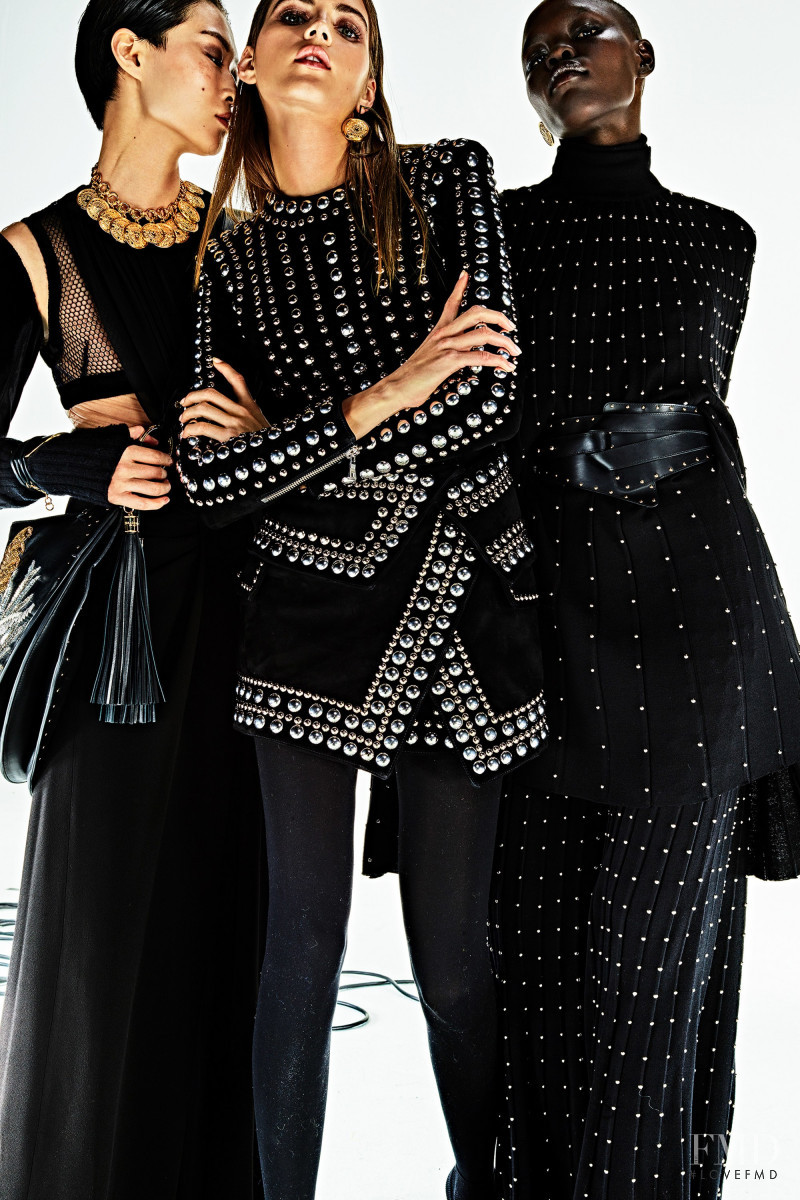 Valery Kaufman featured in  the Balmain lookbook for Pre-Fall 2017