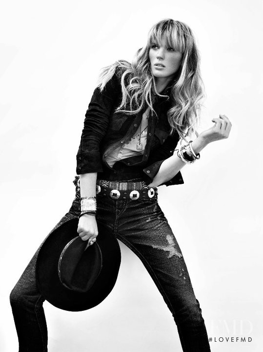 Anne Vyalitsyna featured in  the True Religion advertisement for Autumn/Winter 2011