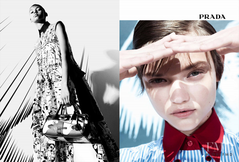 Pasha Harulia featured in  the Prada Real Life Comix  advertisement for Spring/Summer 2018