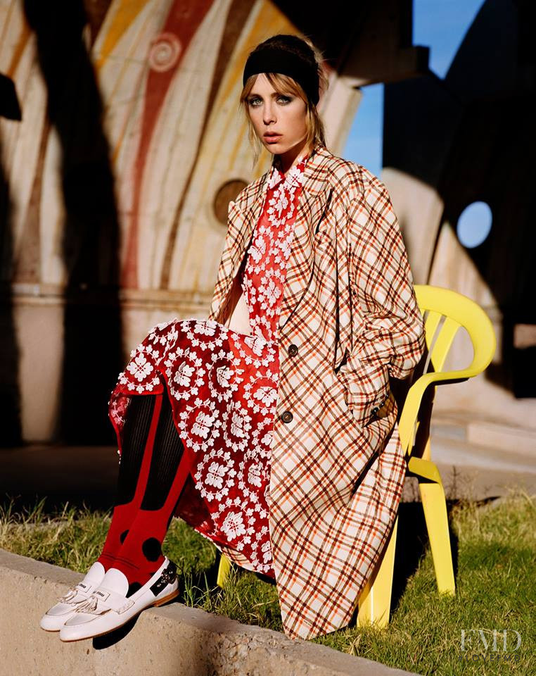 Edie Campbell featured in  the Miu Miu advertisement for Spring/Summer 2018