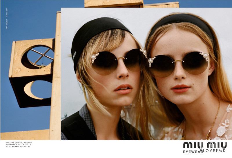 Edie Campbell featured in  the Miu Miu Eyewear advertisement for Spring/Summer 2018