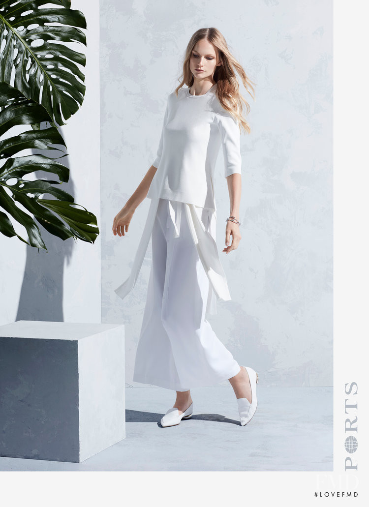 Katrin Thormann featured in  the Ports International advertisement for Spring/Summer 2018