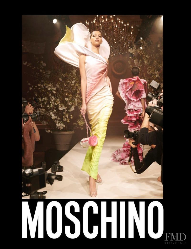 Yasmin Wijnaldum featured in  the Moschino advertisement for Spring/Summer 2018