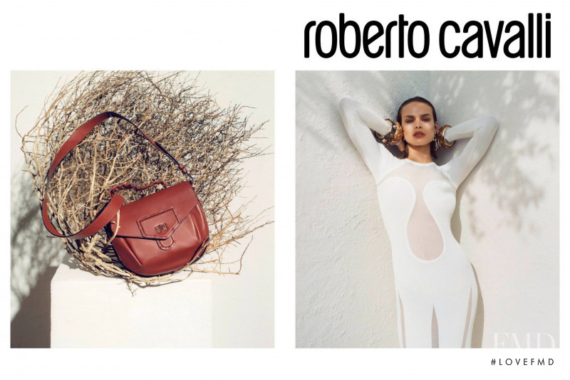 Birgit Kos featured in  the Roberto Cavalli advertisement for Spring/Summer 2018
