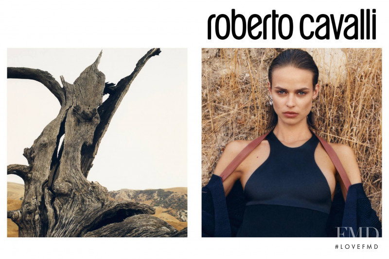 Birgit Kos featured in  the Roberto Cavalli advertisement for Spring/Summer 2018