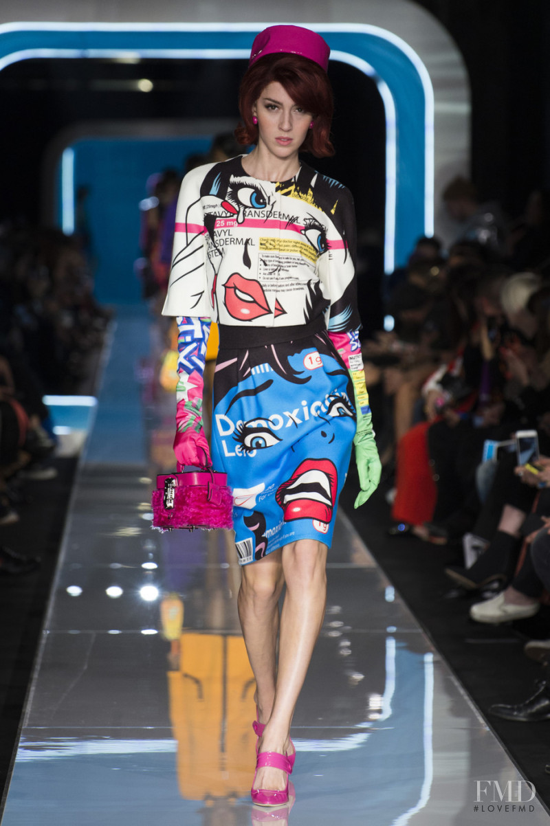 Teddy Quinlivan featured in  the Moschino fashion show for Autumn/Winter 2018