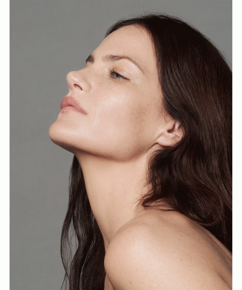 Missy Rayder featured in  the Marc Jacobs Beauty Shameless Foundation advertisement for Spring/Summer 2018