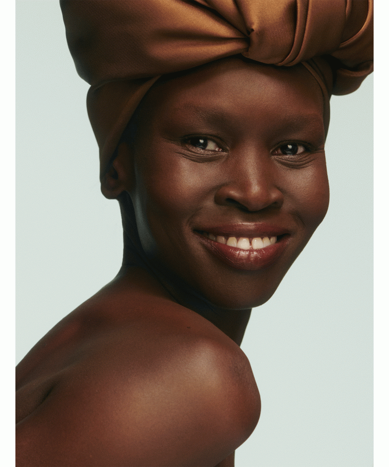 Alek Wek featured in  the Marc Jacobs Beauty Shameless Foundation advertisement for Spring/Summer 2018