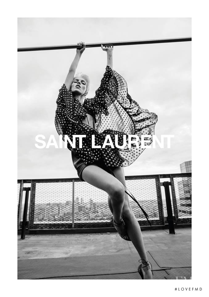 Anja Rubik featured in  the Saint Laurent advertisement for Spring/Summer 2018
