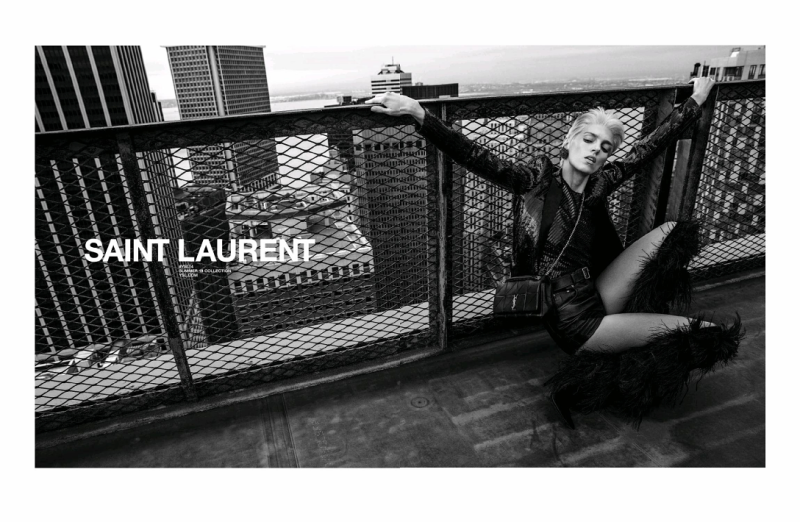 Anja Rubik featured in  the Saint Laurent advertisement for Spring/Summer 2018