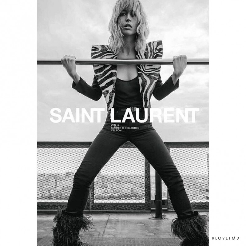 Raquel Zimmermann featured in  the Saint Laurent advertisement for Spring/Summer 2018