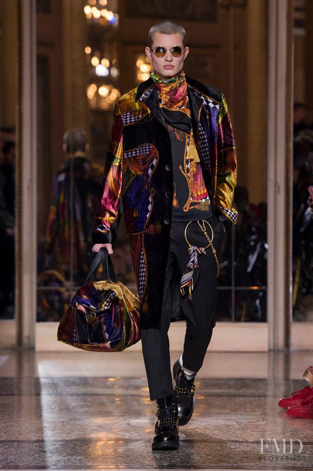 Janusz Kuhlmann featured in  the Versace fashion show for Autumn/Winter 2018