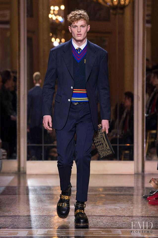 George Griffiths featured in  the Versace fashion show for Autumn/Winter 2018