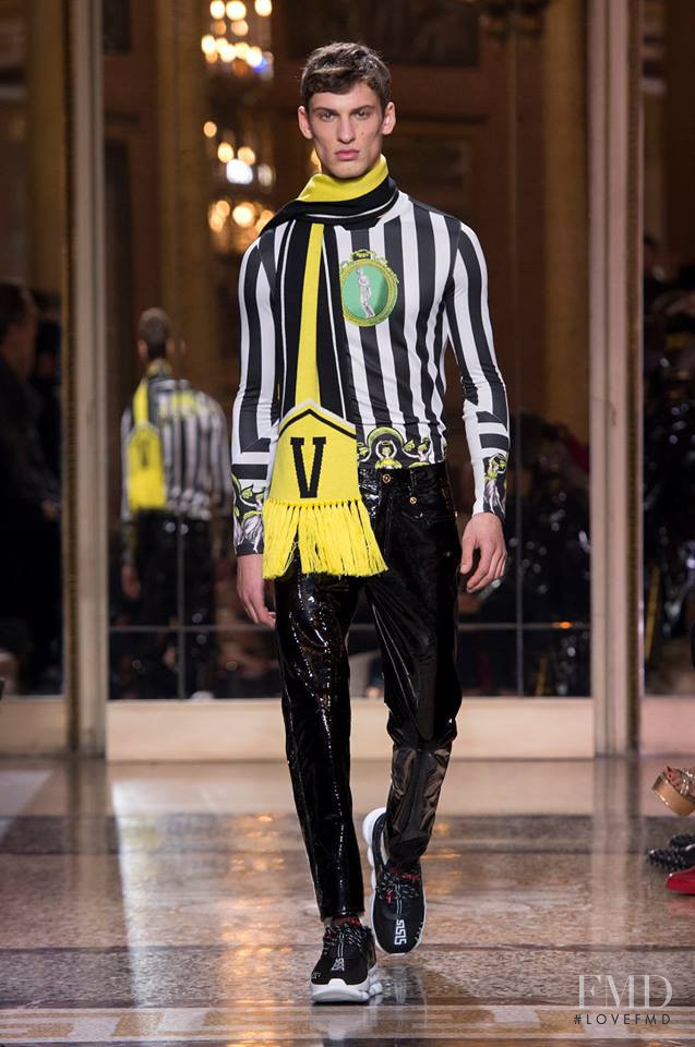 David Trulik featured in  the Versace fashion show for Autumn/Winter 2018