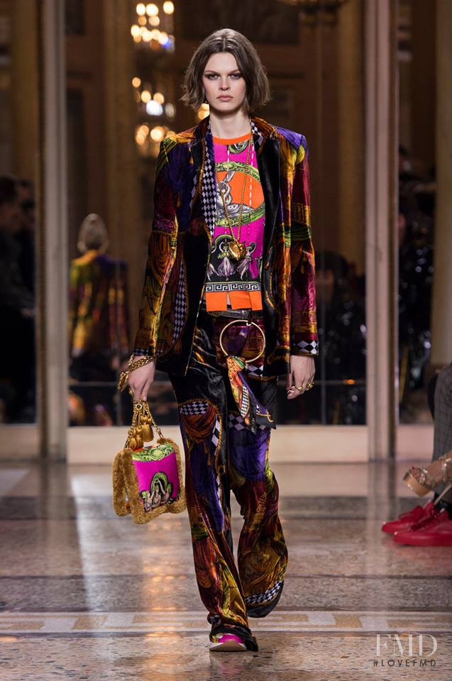 Cara Taylor featured in  the Versace fashion show for Autumn/Winter 2018