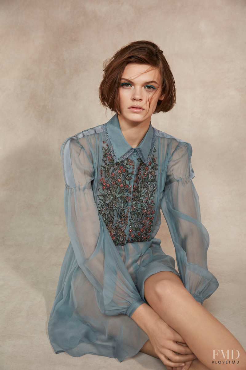 Cara Taylor featured in  the Alberta Ferretti lookbook for Resort 2018