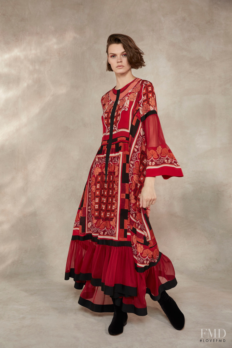 Cara Taylor featured in  the Alberta Ferretti lookbook for Resort 2018