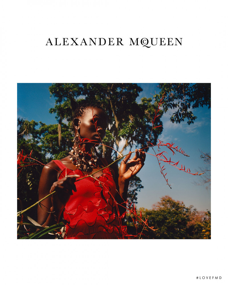 Shanelle Nyasiase featured in  the Alexander McQueen advertisement for Spring/Summer 2018