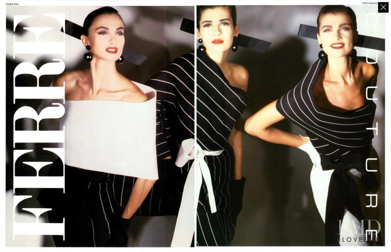 Famke Janssen featured in  the Gianfranco Ferré advertisement for Autumn/Winter 1986