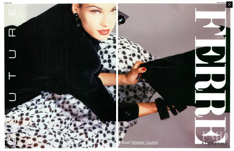 Famke Janssen featured in  the Gianfranco Ferré advertisement for Autumn/Winter 1986