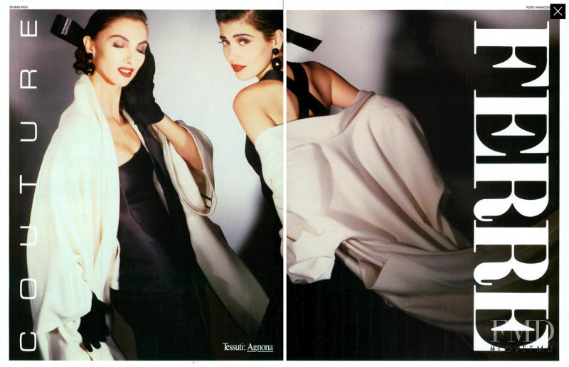 Famke Janssen featured in  the Gianfranco Ferré advertisement for Autumn/Winter 1986