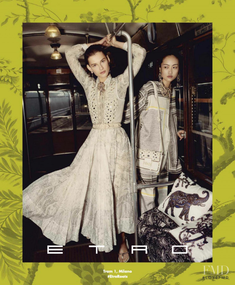 Jing Wen featured in  the Etro advertisement for Spring/Summer 2018