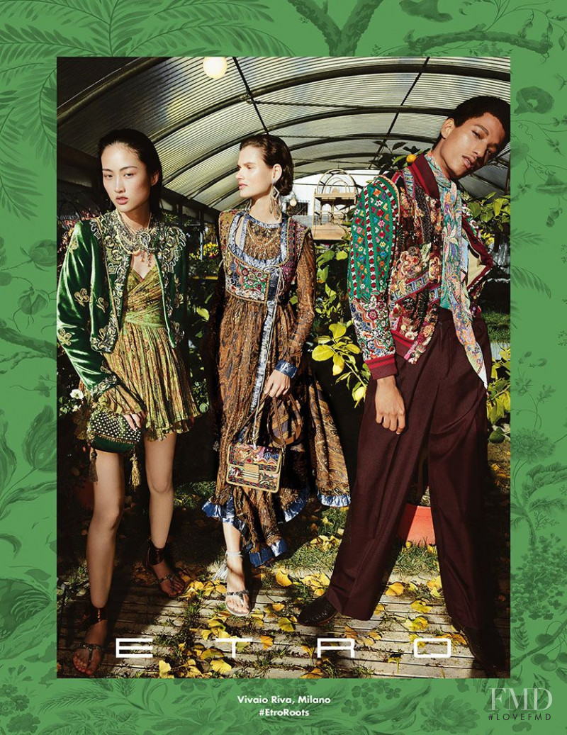 Jing Wen featured in  the Etro advertisement for Spring/Summer 2018