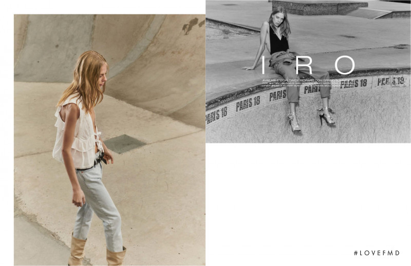 Sasha Pivovarova featured in  the IRO Paris advertisement for Spring/Summer 2018