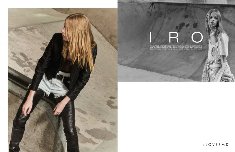 Sasha Pivovarova featured in  the IRO Paris advertisement for Spring/Summer 2018