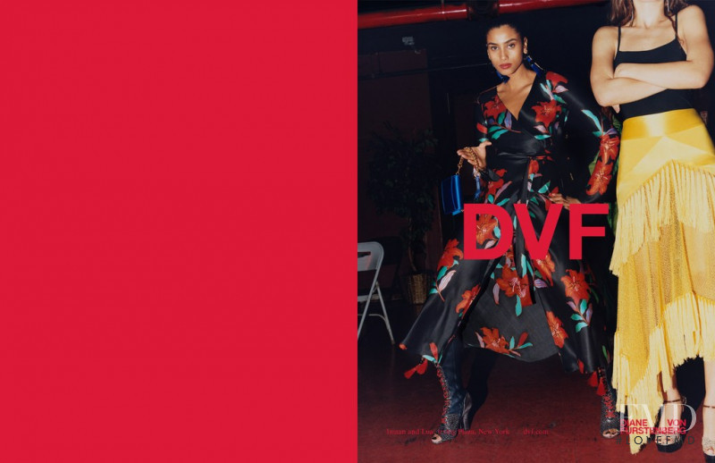 Imaan Hammam featured in  the Diane Von Furstenberg advertisement for Spring/Summer 2018