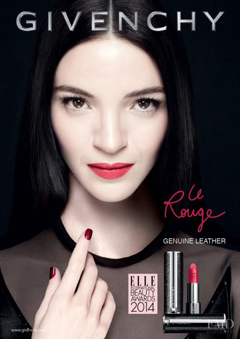 Mariacarla Boscono featured in  the Givenchy Beauty Over Rose Collection advertisement for Spring/Summer 2014