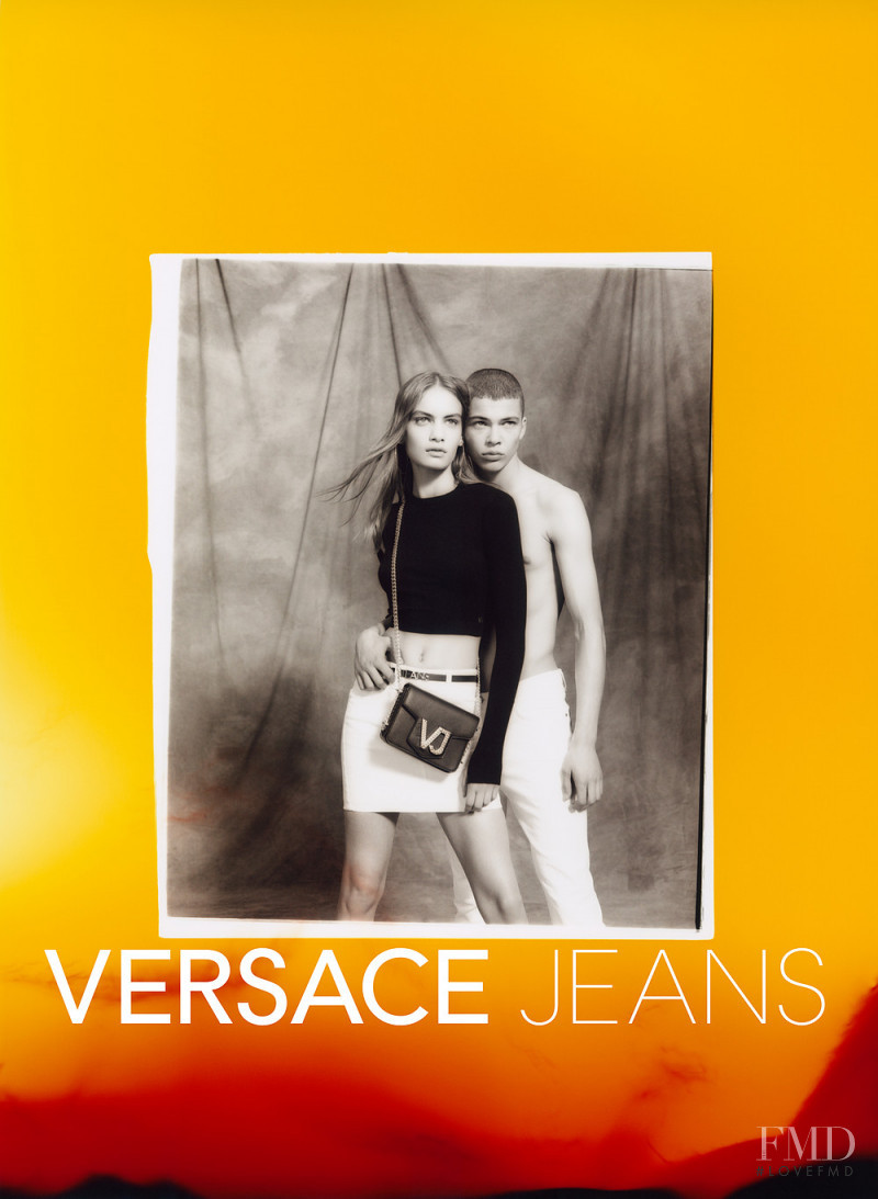 Nina Marker featured in  the Versace Jeans Couture advertisement for Spring/Summer 2018