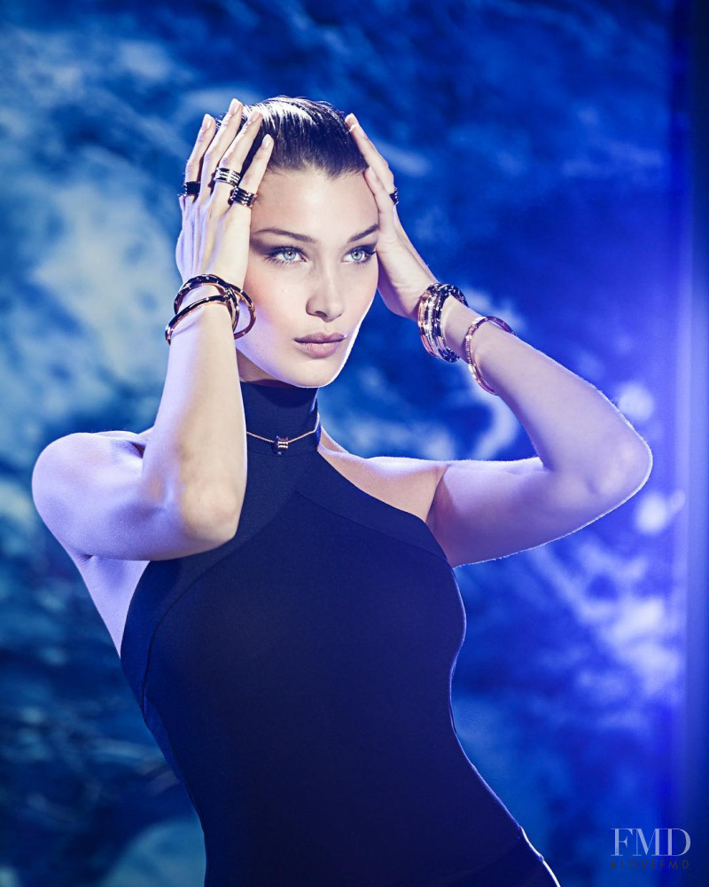 Bella Hadid featured in  the Bulgari advertisement for Spring/Summer 2018