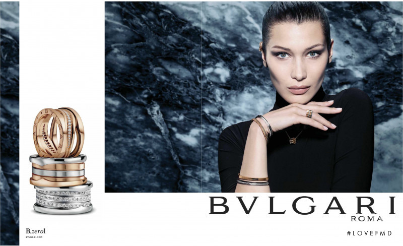 Bella Hadid featured in  the Bulgari advertisement for Spring/Summer 2018