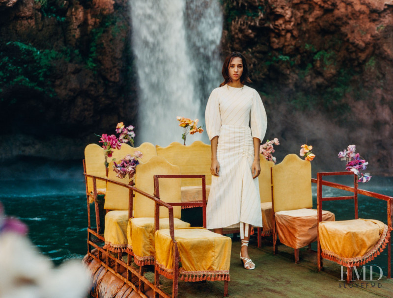 Yasmin Wijnaldum featured in  the Maje advertisement for Spring/Summer 2018