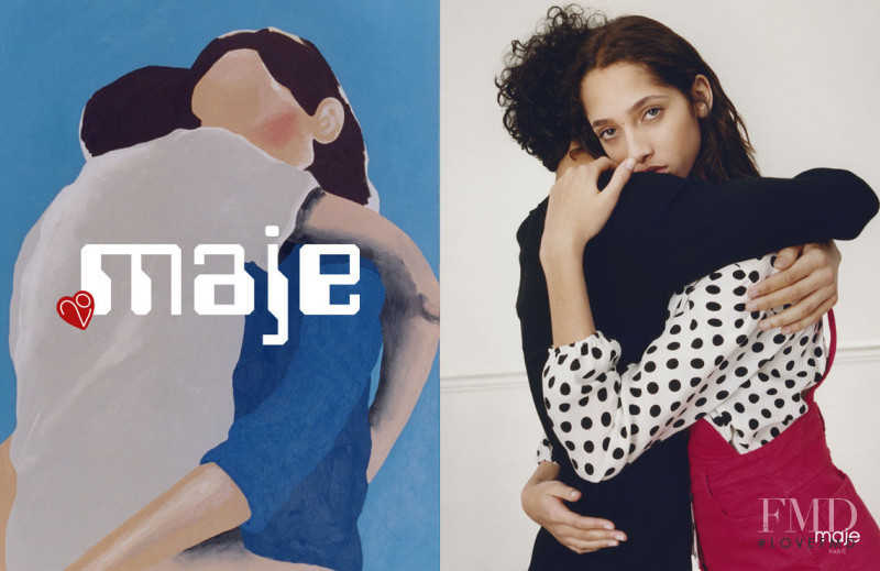 Yasmin Wijnaldum featured in  the Maje advertisement for Spring/Summer 2018