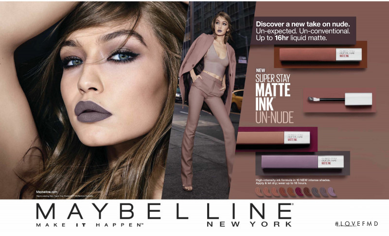 Gigi Hadid featured in  the Maybelline advertisement for Spring/Summer 2018