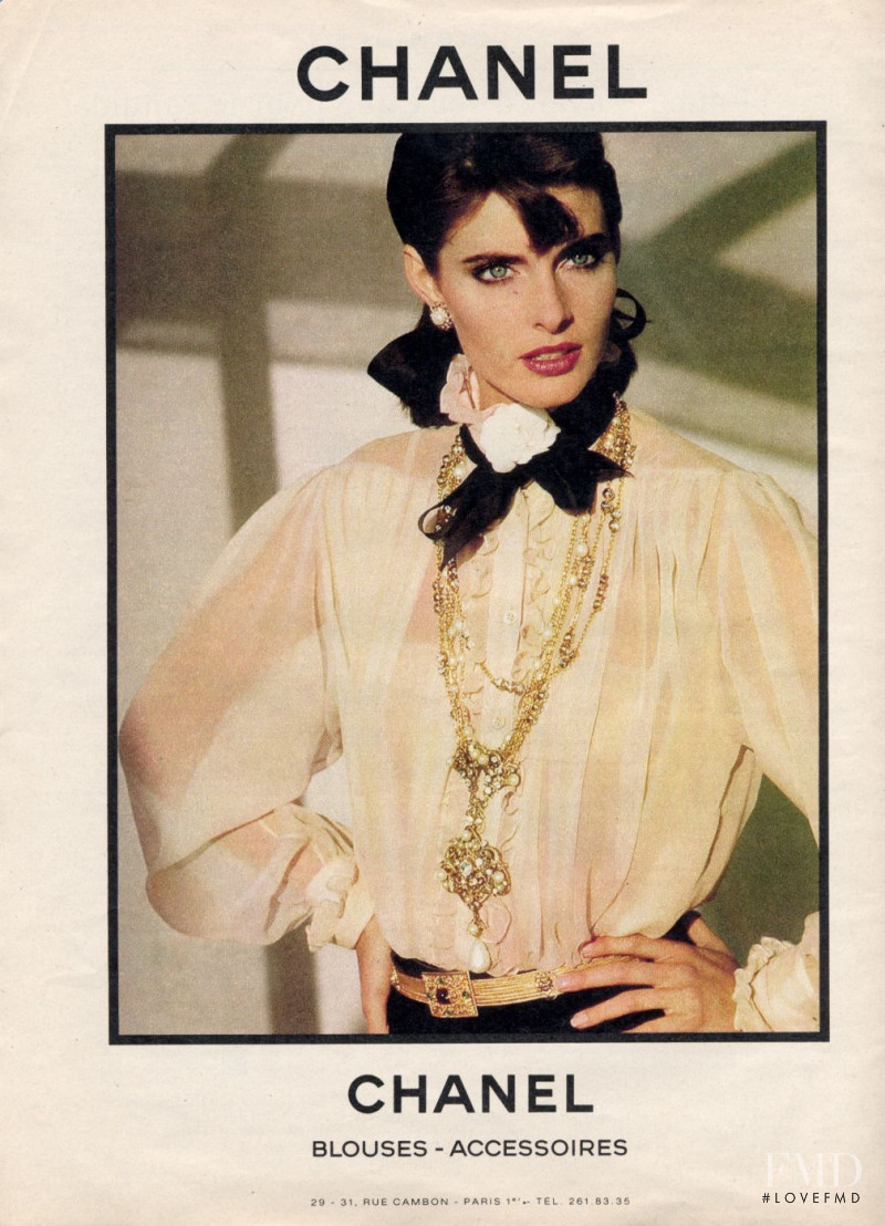 Joan Severance featured in  the Chanel advertisement for Autumn/Winter 1982