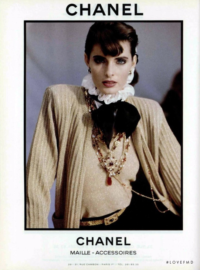 Joan Severance featured in  the Chanel advertisement for Autumn/Winter 1982