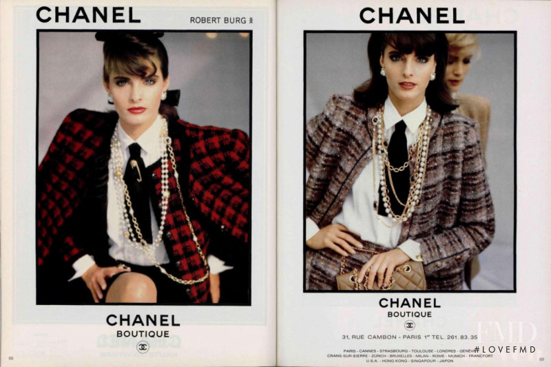 Joan Severance featured in  the Chanel advertisement for Autumn/Winter 1982