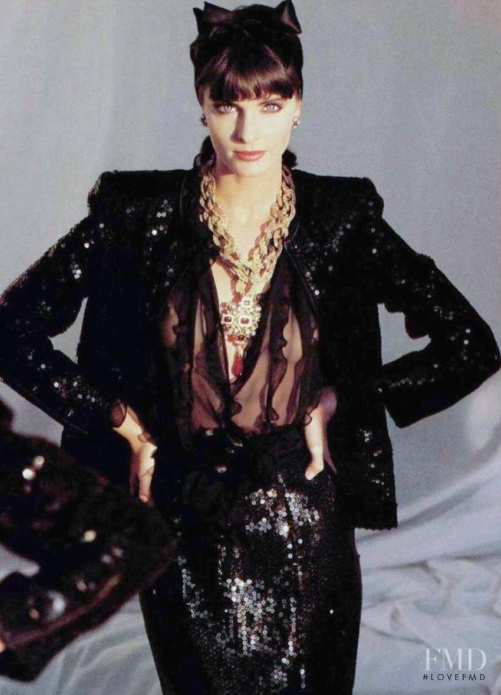 Joan Severance featured in  the Chanel advertisement for Autumn/Winter 1982