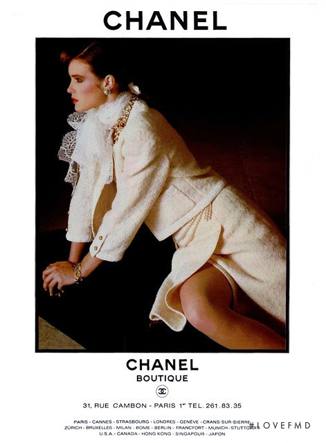 Jacki Adams featured in  the Chanel advertisement for Spring/Summer 1983