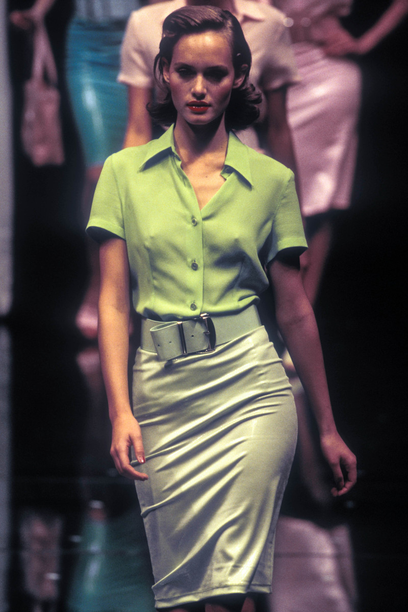 Amber Valletta featured in  the Versus fashion show for Spring/Summer 1995