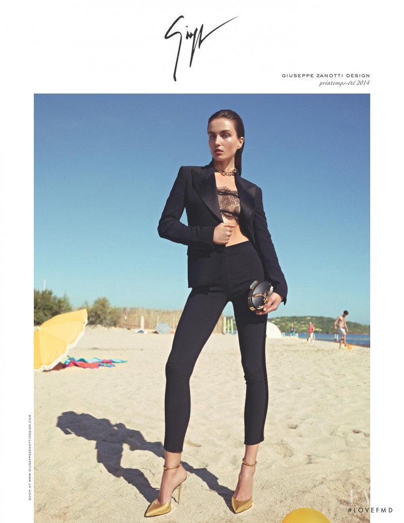 Andreea Diaconu featured in  the Giuseppe Zanotti advertisement for Spring/Summer 2014