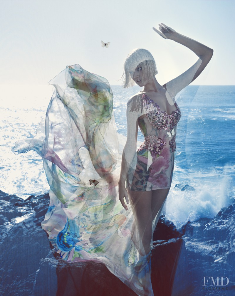 Toni Garrn featured in  the Blumarine advertisement for Spring/Summer 2014