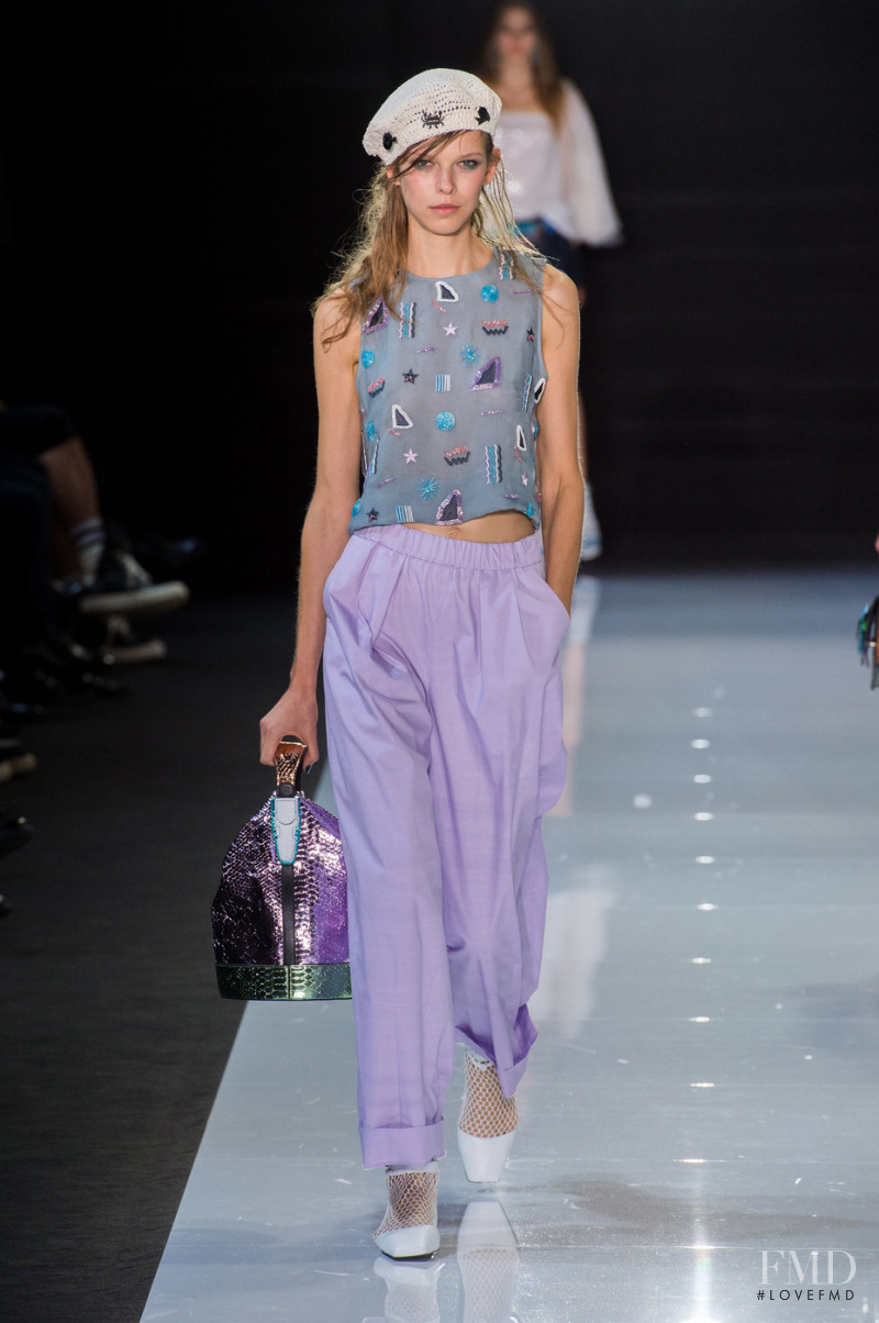 Giedre Sekstelyte featured in  the Emporio Armani fashion show for Spring/Summer 2018