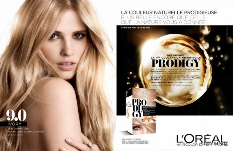 Lara Stone featured in  the L\'Oreal Paris Prodigy advertisement for Spring/Summer 2015