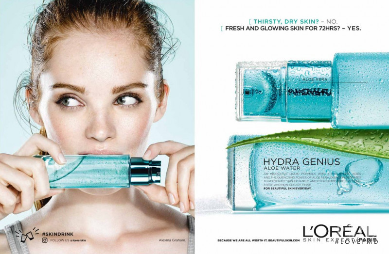 Alexina Graham featured in  the L\'Oreal Paris Hydra Genius advertisement for Spring/Summer 2017